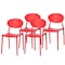 Fabulaxe Modern Plastic Outdoor Dining Chair with Open Oval Back Design, Red, PK 4 QI004226.RD.4 - alternate 1